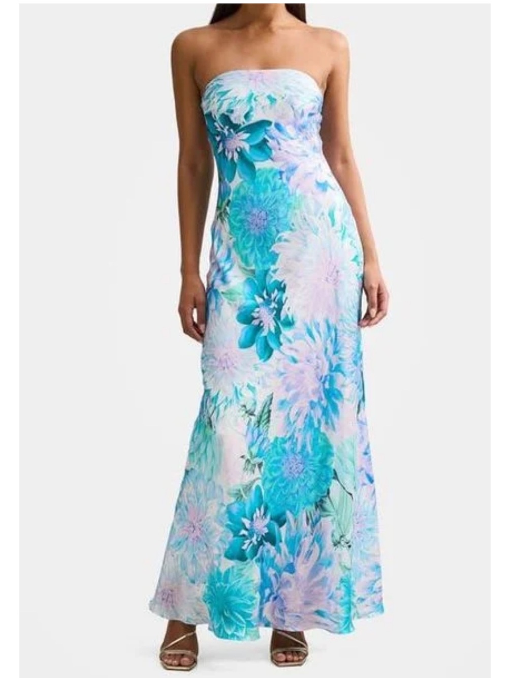 Ever New Kai Floral Strapless Satin Dress